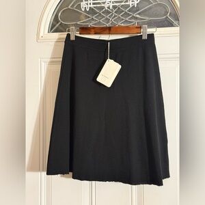 By Basics Classic Black Merino Wool A Line Skirt NWT Small